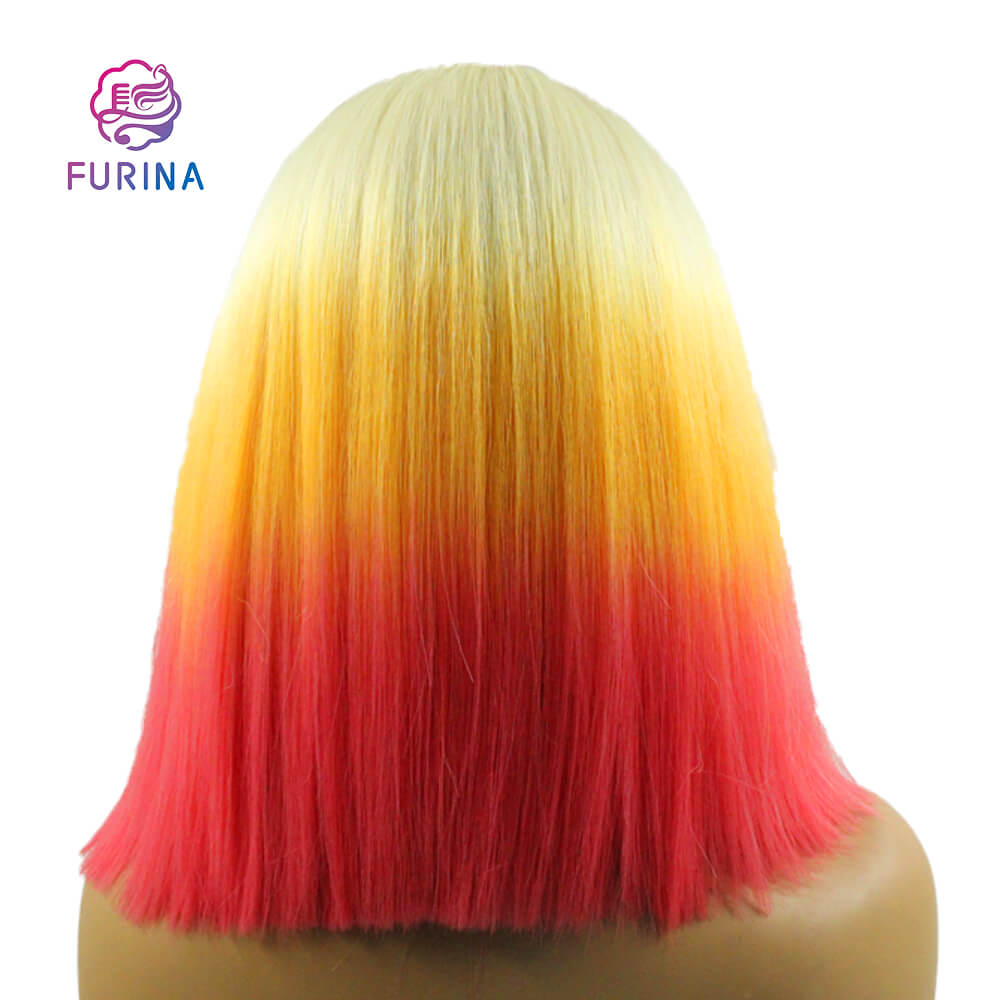Synthetic lace closure wigs
