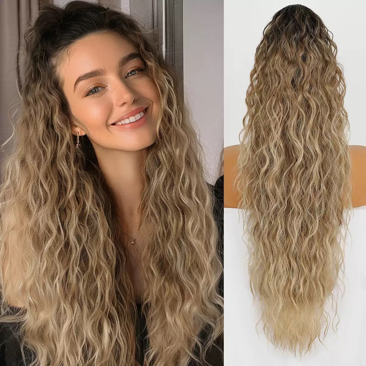 Claw/Drawstring synthetic ponytail